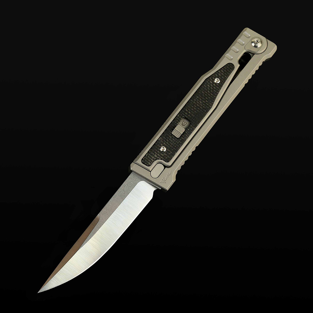 EXO Titanium bead blast handle Black Micarta inlay - Drop point